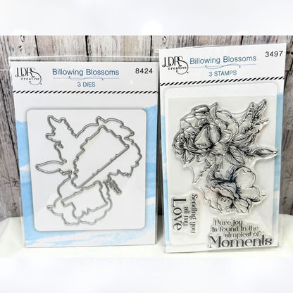 LDRS Designs BILLOWING BLOSSOMS Flowers Rubber Stamps Dies