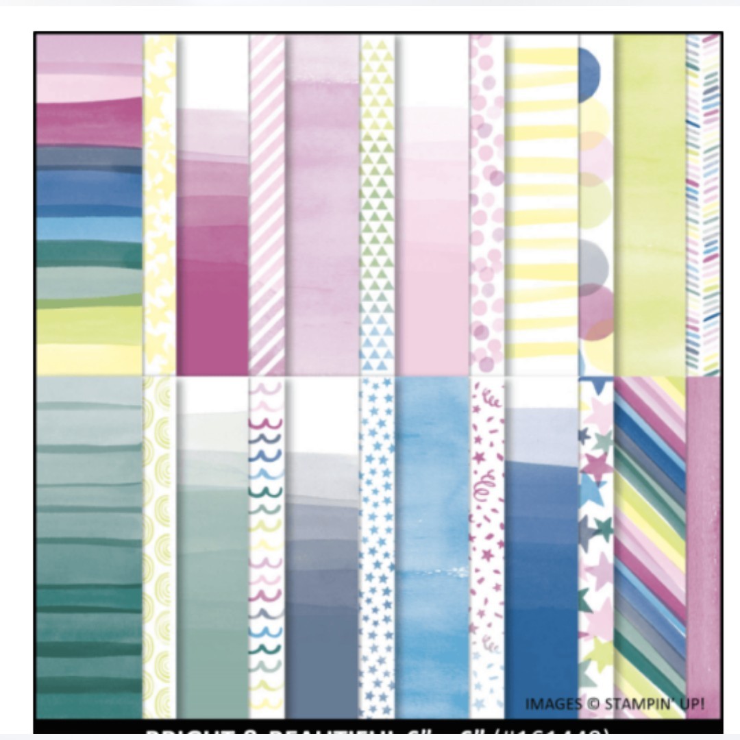 Stampin Up BRIGHT & BEAUTIFUL 6x6 Cardstock DSP Paper 48 Sheets