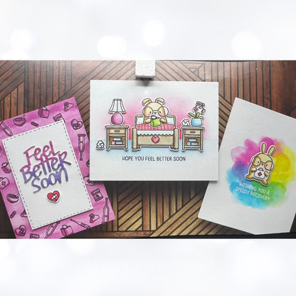 Mama Elephant FEEL BETTER Get Well Bunny Rubber Stamps Dies