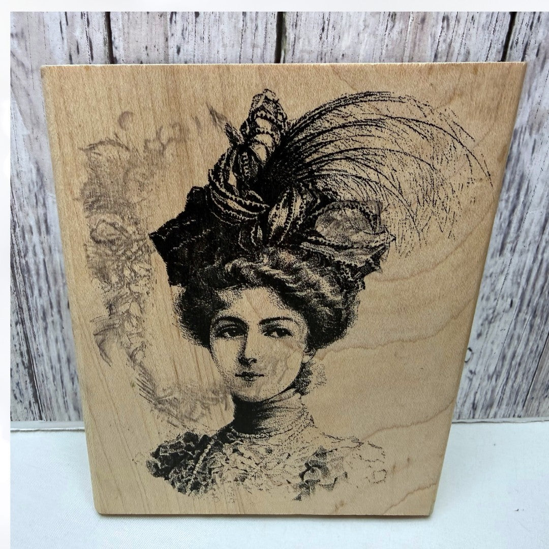 Treasure Cay VICTORIAN WOMAN Vintage Hat Fashion Rubber Stamp