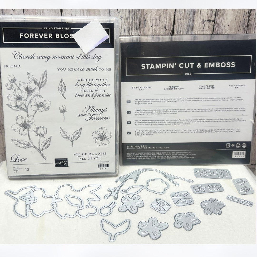 Stampin Up FOREVER BLOSSOMS Cherry Love Rubber Stamps Dies AS IS**