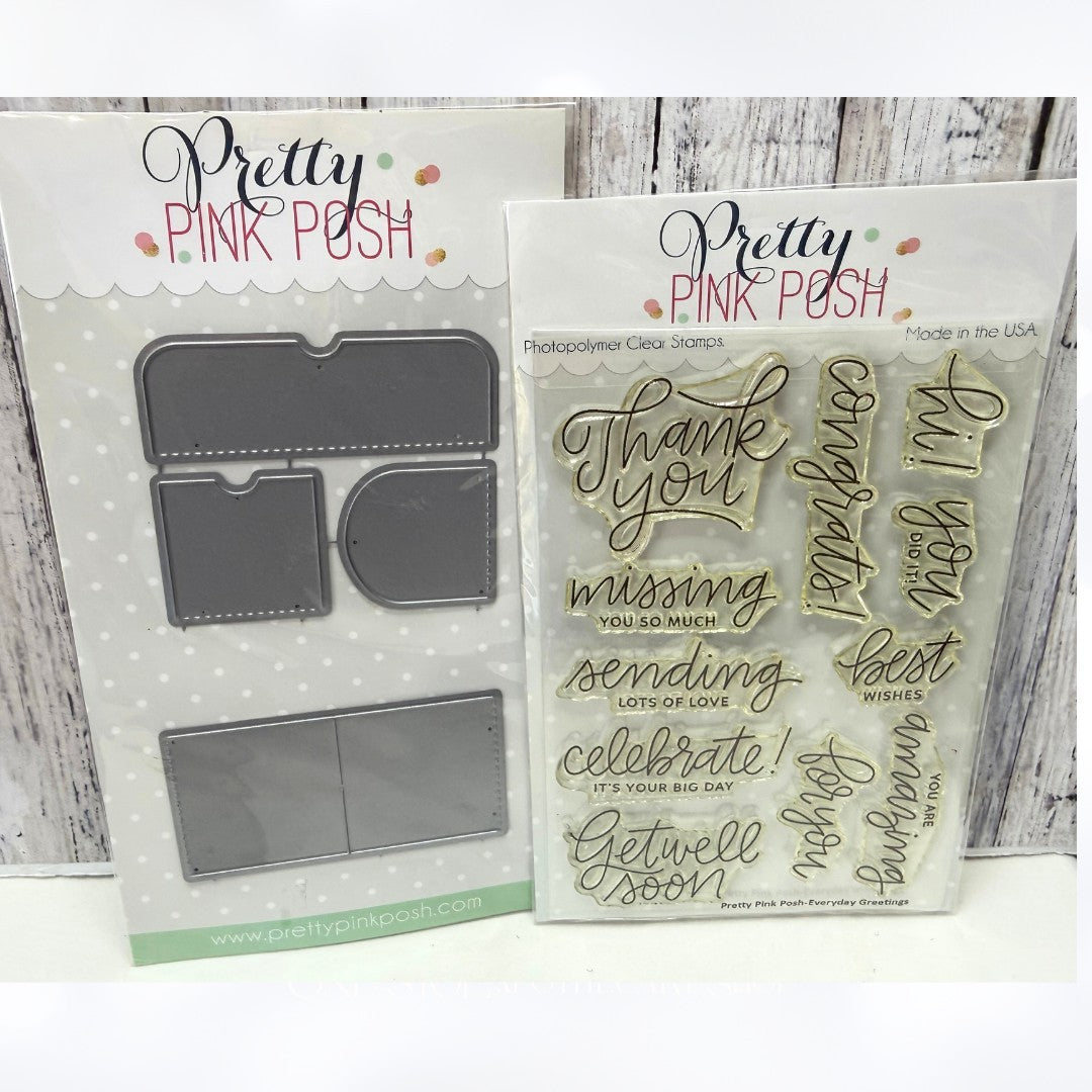 Pretty Pink Posh PEEKABOO WINDOWS Everyday Greetings Sentiments Rubber Stamps 