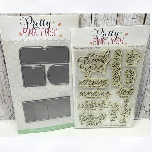 Pretty Pink Posh PEEKABOO WINDOWS Everyday Greetings Sentiments Rubber Stamps 