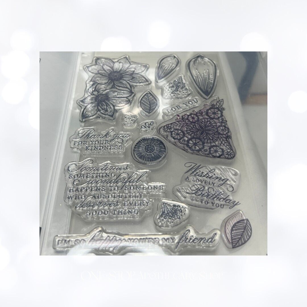 Stampin Up DELICATE PETALS Lacy Flowers Floral Rubber Stamps Dies AS IS**