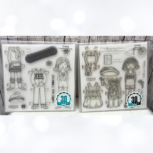Close To My Heart PAPER DOLLS Snowboarding Clothes Rubber Stamps Lot