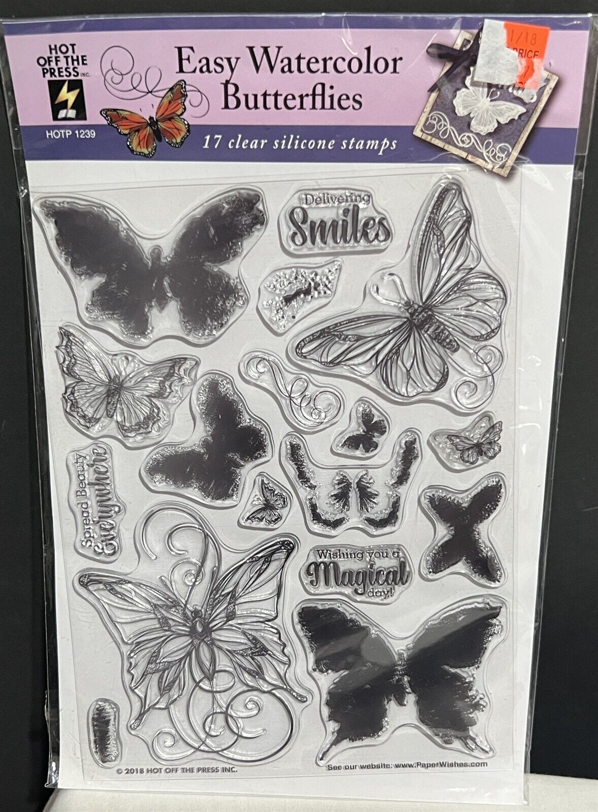 Hot Off the Press EASY WATERCOLOR BUTTERFLIES Butterfly Rubber Stamps Set