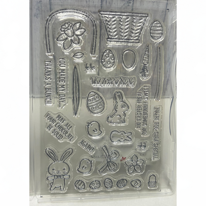 Stampin Up BASKET BUNCH Builder Easter Rubber Stamps Framelits Dies