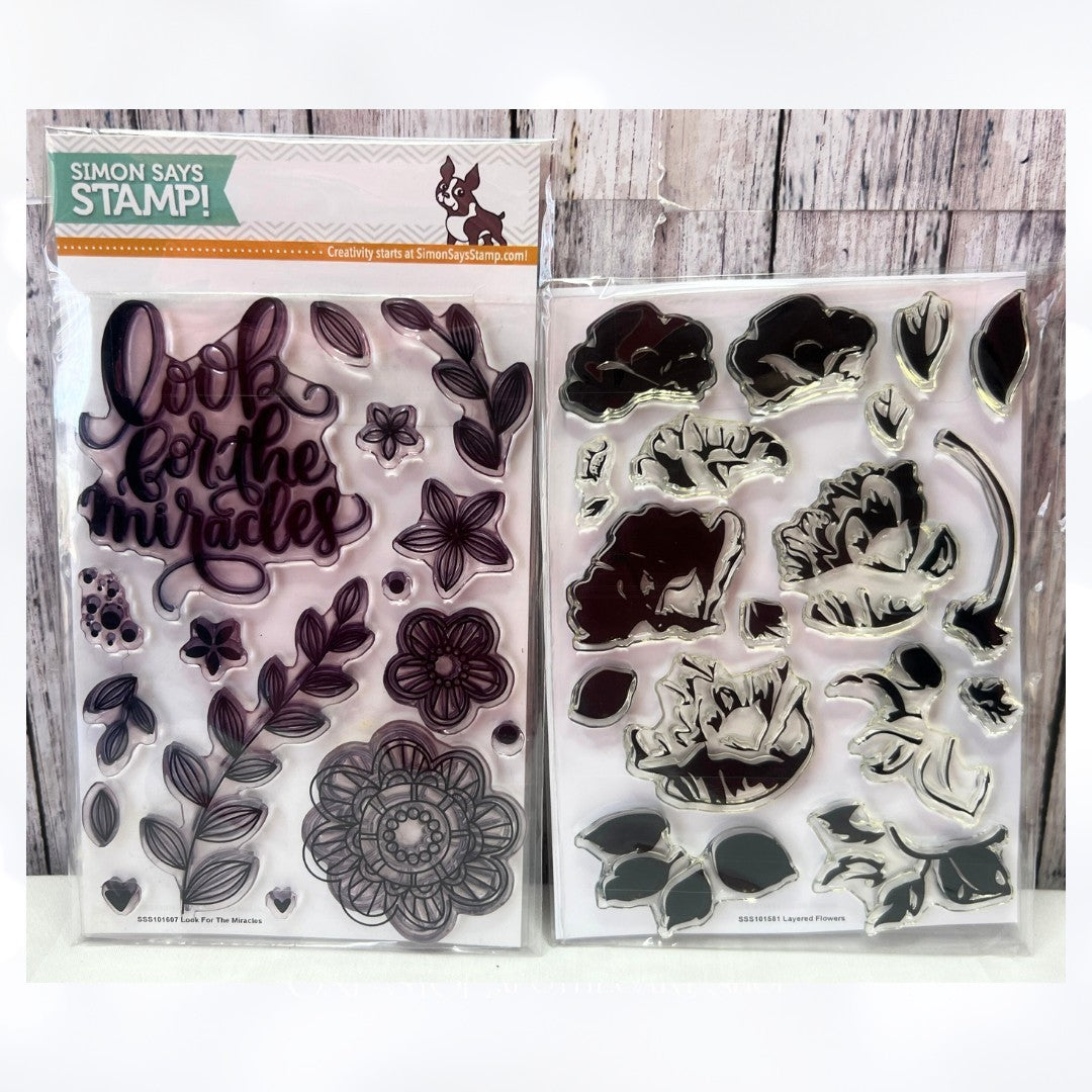 Simon Says Stamp LAYERED FLORALS Miracles Flowers Rubber Stamps