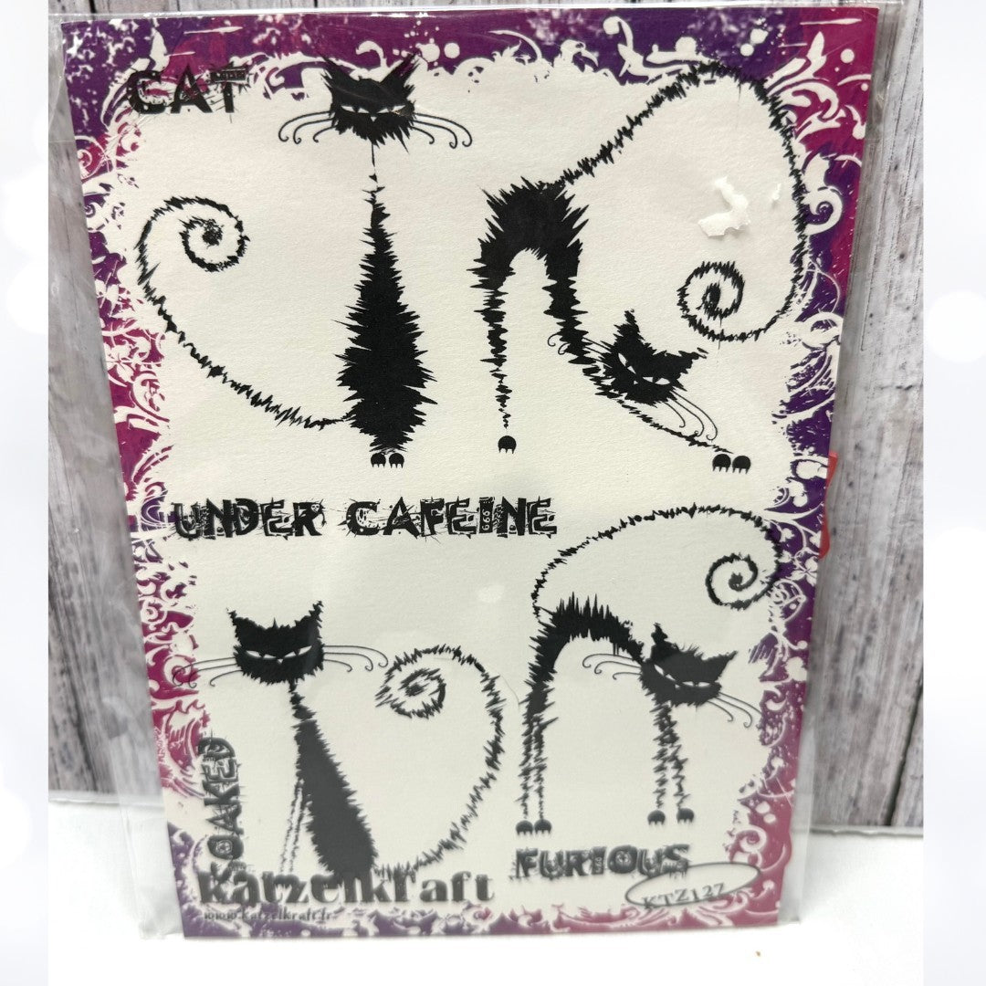 KatzelKraft ANGRY CATS Funny Halloween Unmounted Red Rubber Stamps