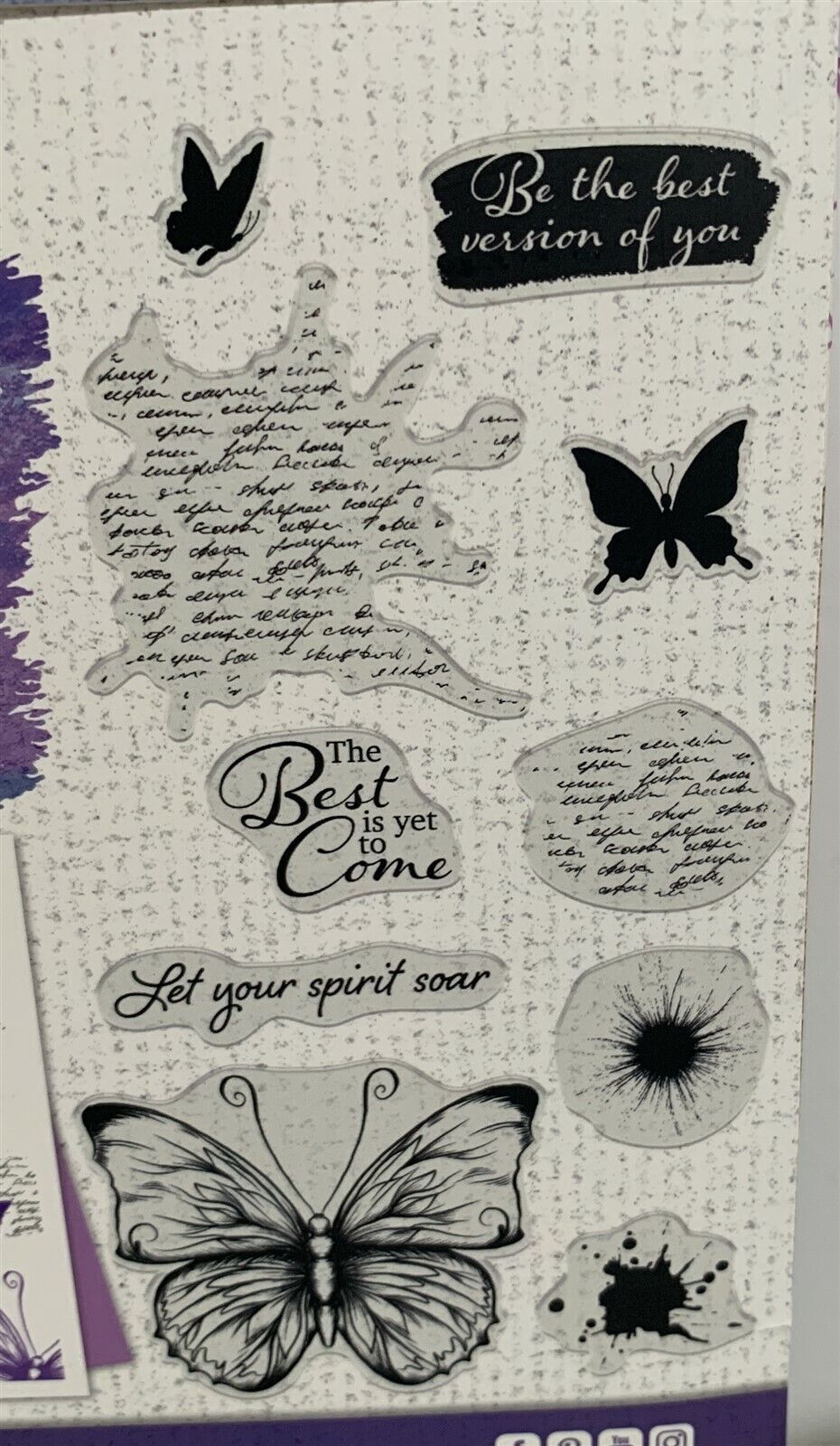 Crafter's Companion LET YOUR SPIRIT SOAR Butterfly Butterflies Rubber Stamps Set