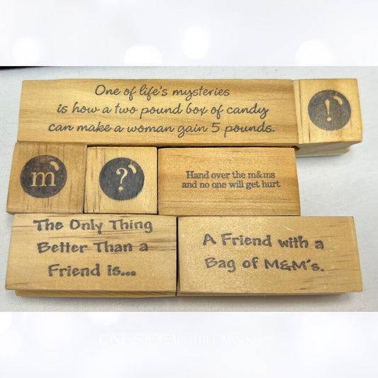 M & M's Candy Chocolate Rubber Stamps Set of 7