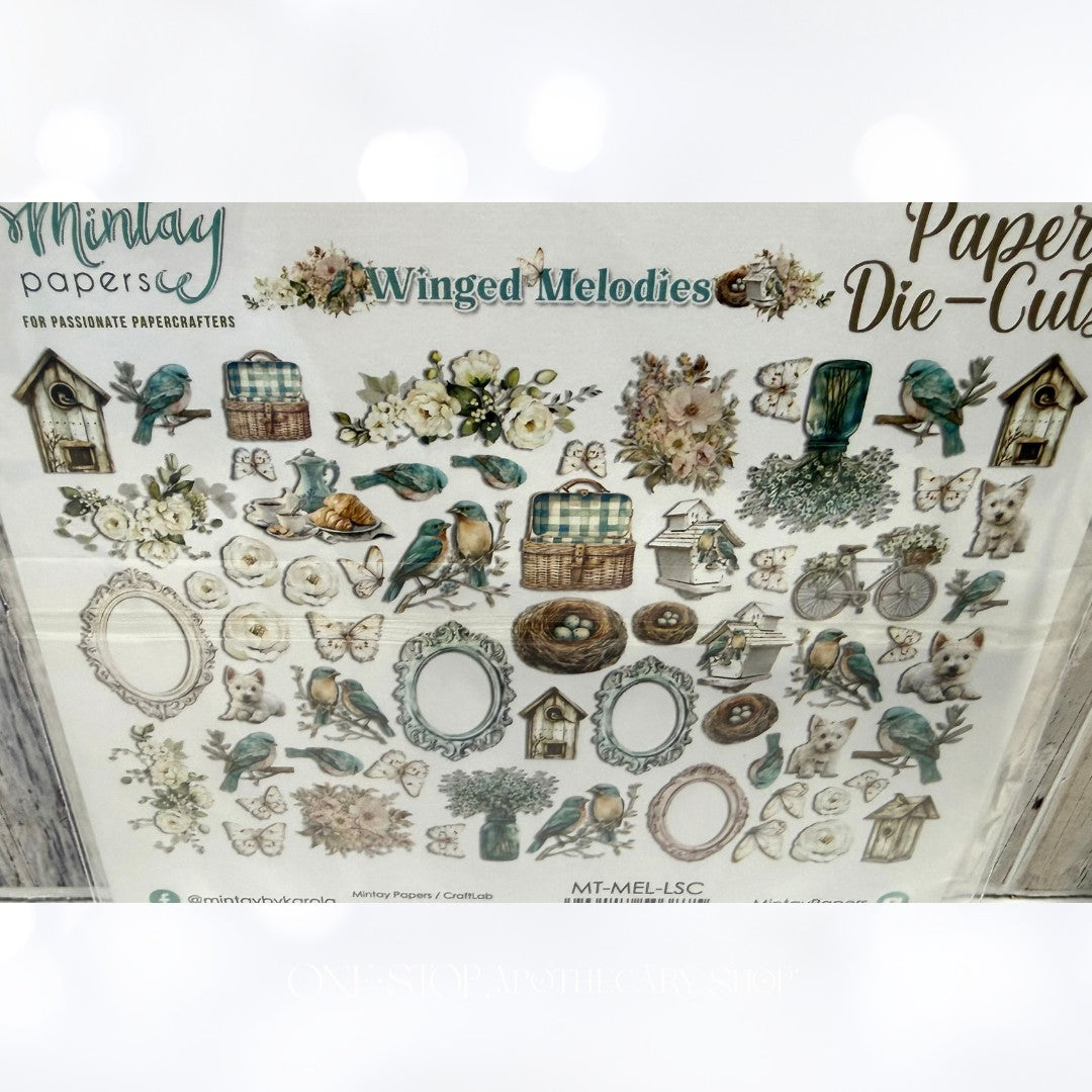 Mintay WINGED MELODIES 12x12 Paper Cardstock Die Cuts Elements Kit
