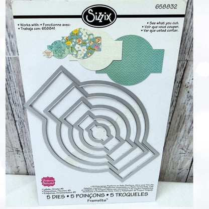 Sizzix ORNATE LABELS Scallop Circles Ovals Shapes Dies Lot of 3