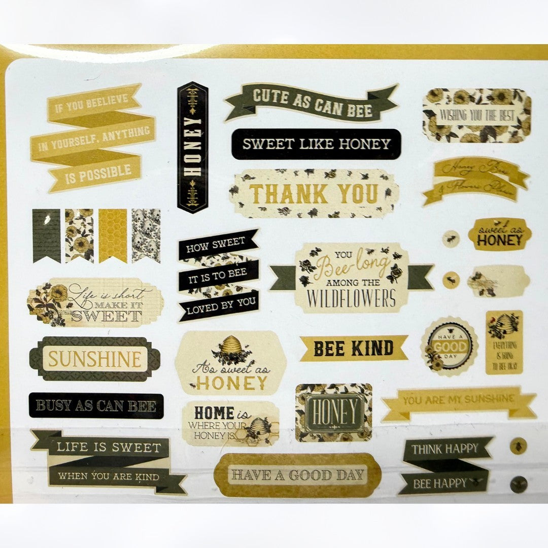 Carta Bella HONEYBEE Bees 12x12 Paper Collection Ephemera Brads Scrapbook Kit