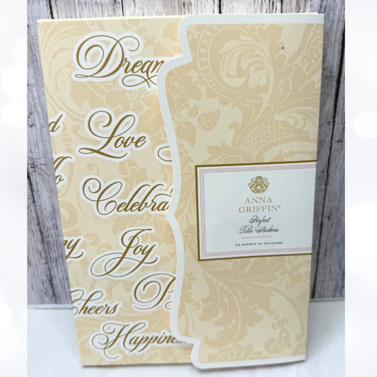 Anna Griffin PERFECT TITLE Foil Greetings Sentiments Stickers 24 Sheets