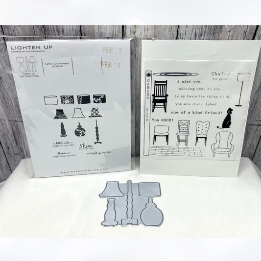 Papertrey Ink LIGHTEN UP & CHAIR-ISHED Chairs Furniture Rubber Stamps Dies