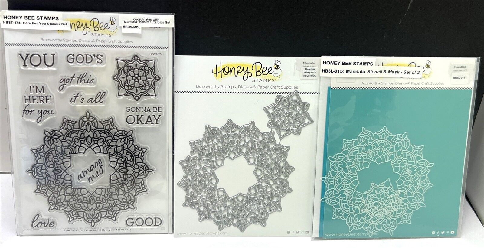 Honey Bee Stamps HERE FOR YOU Mandala Religious 6x8 Rubber Stamps Dies Stencil