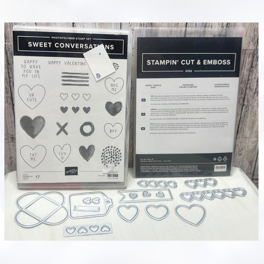 Stampin Up SWEET CONVERSATIONS Hearts Valentines Day Rubber Stamps Dies AS IS**