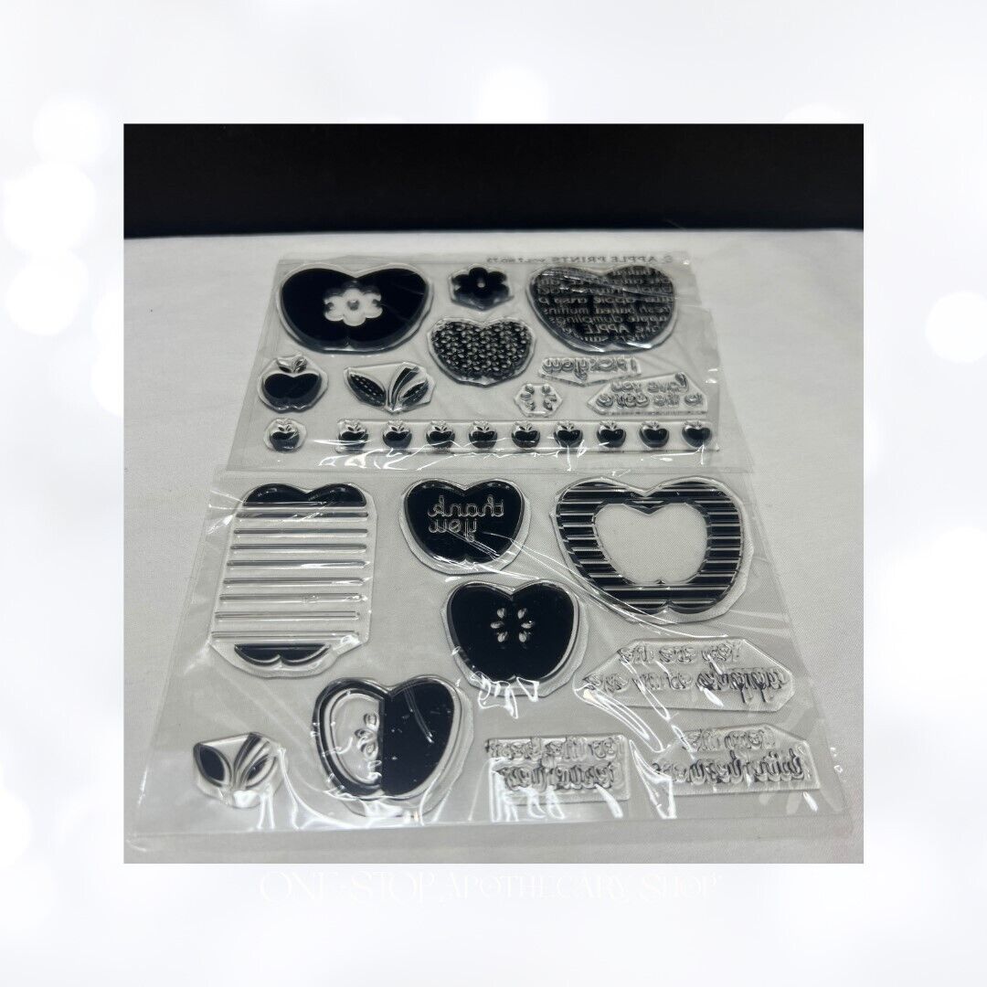 Papertrey Ink APPLE PRINTS Fruit Teacher School Rubber Stamps Dies
