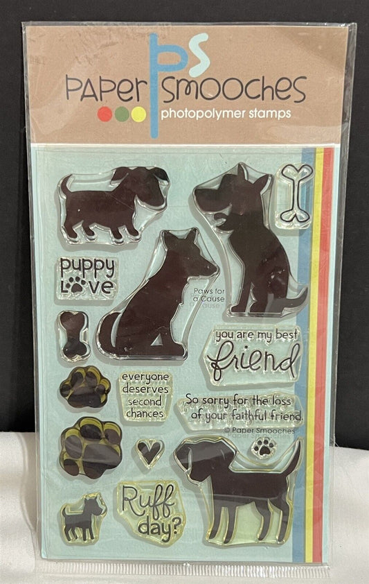 Paper Smooches PAWS FOR A CAUSE Dogs Puppy Sympathy Pet Loss Rubber Stamps