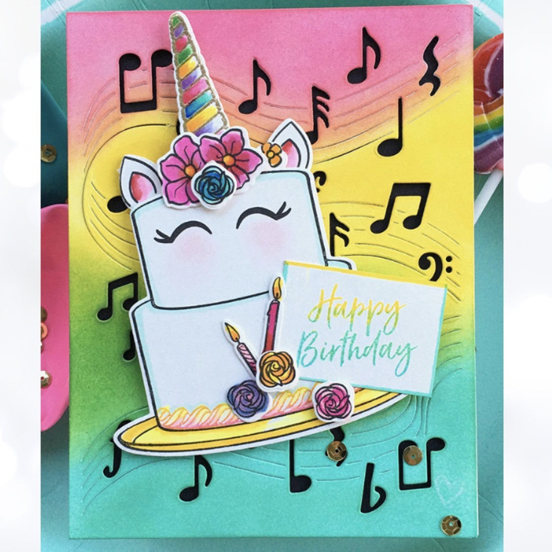 Hero Arts DECORATE A CAKE Unicorn Birthday Layering Cake Rubber Stamps