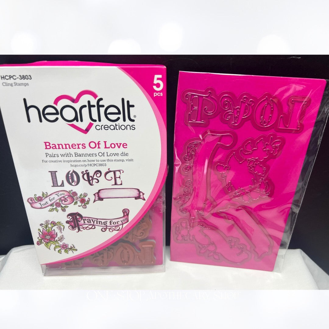 Heartfelt Creations BANNERS OF LOVE Valentines Day Rubber Stamps Dies