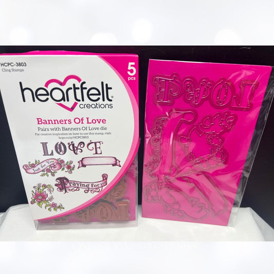 Heartfelt Creations BANNERS OF LOVE Valentines Day Rubber Stamps Dies