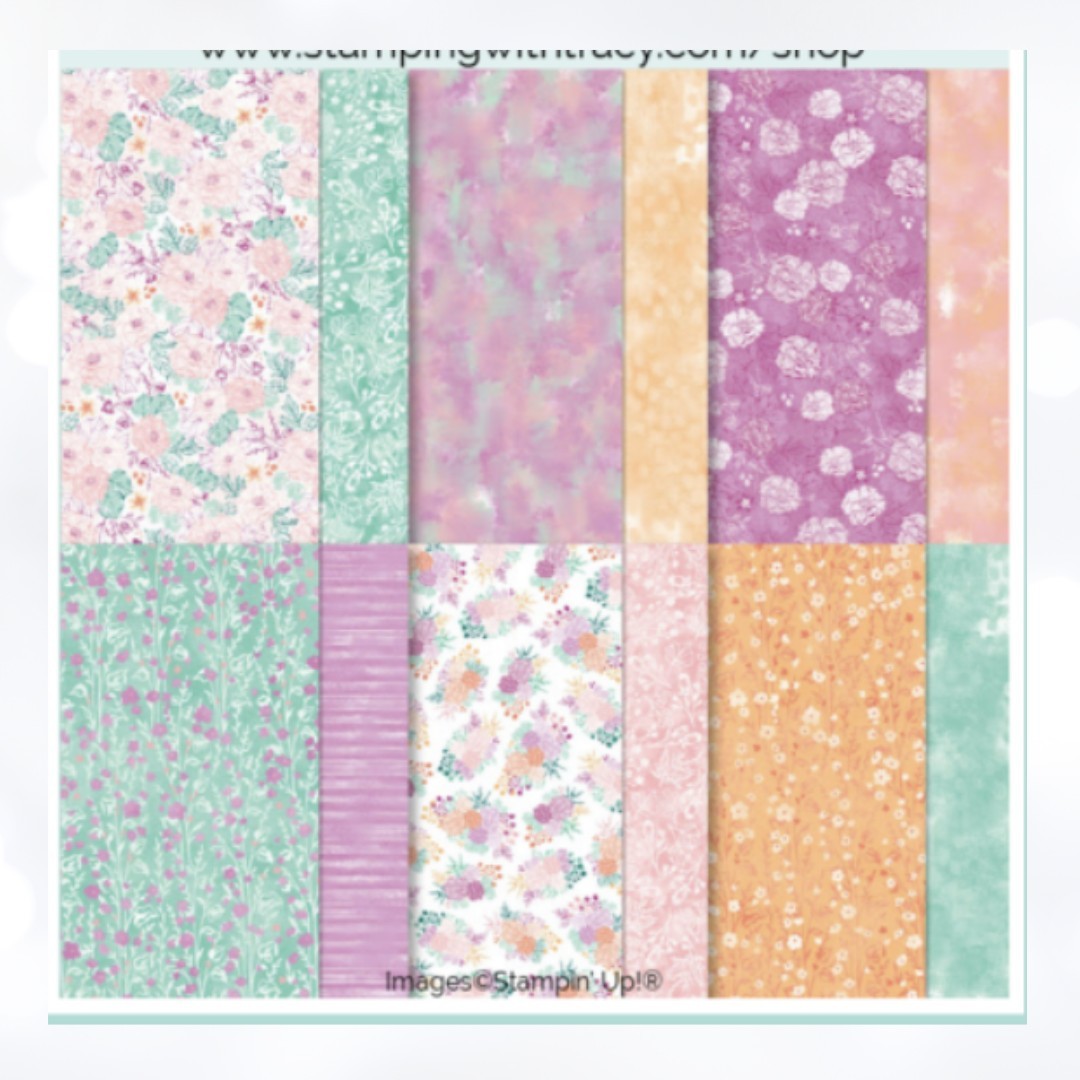Stampin Up UNBONDED BEAUTY Floral 12x12 Cardstock DSP Paper 12 Sheets