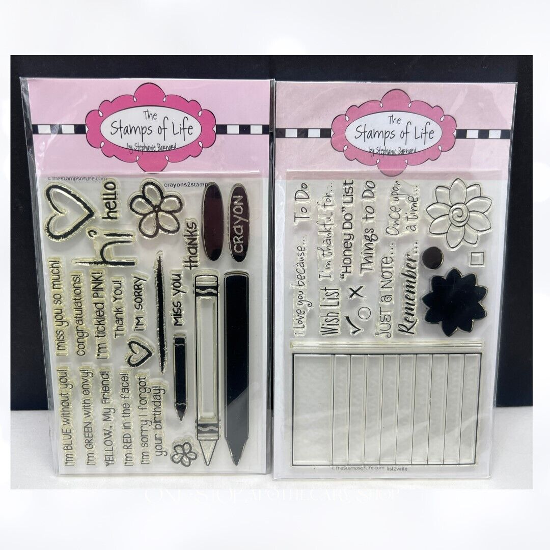 The Stamps of Life CRAYONS & LIST Planner School Rubber Stamps Lot of 2