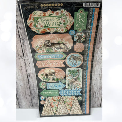 Graphic 45 WILD & FREE Safari Jungle 12x12 Papers Stickers Kit