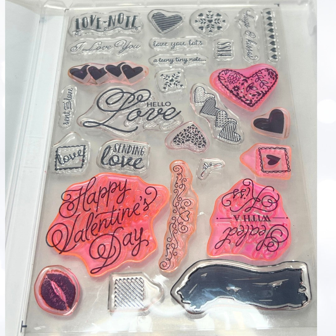 Stampin Up SEALED WITH LOVE Love Notes Valentines Day Rubber Stamps Dies AS IS**
