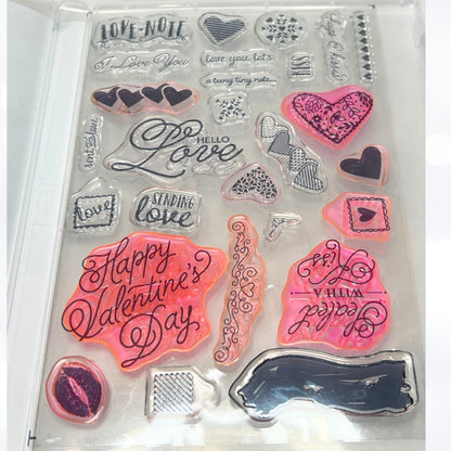 Stampin Up SEALED WITH LOVE Love Notes Valentines Day Rubber Stamps Dies AS IS**