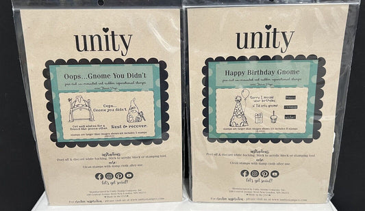 Unity Stamps GET WELL Happy Birthday Gnomes Rubber Stamps Lot of 2