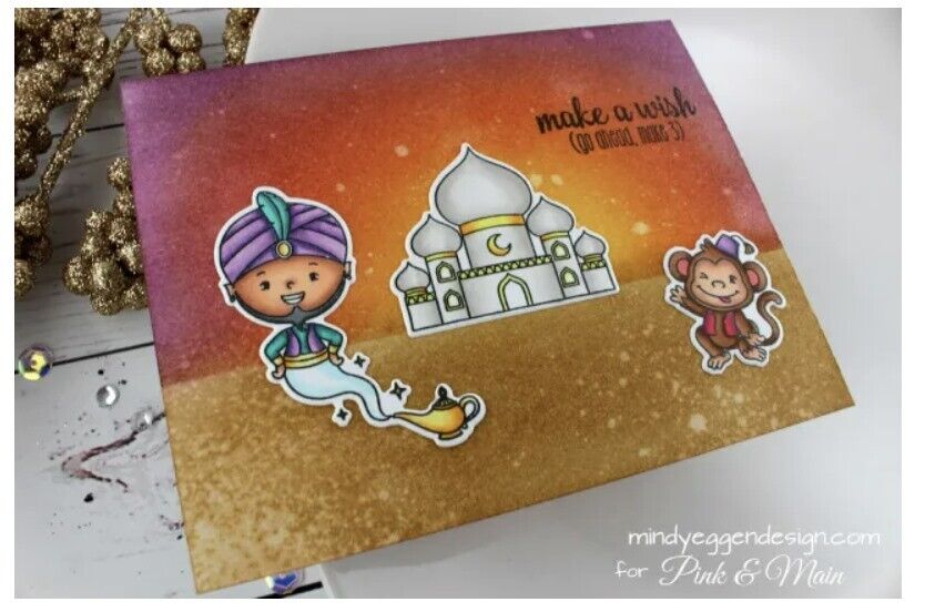 Pink & Main GENIE BOY Aladdin Disney Arabian Rubber Stamps Dies Set