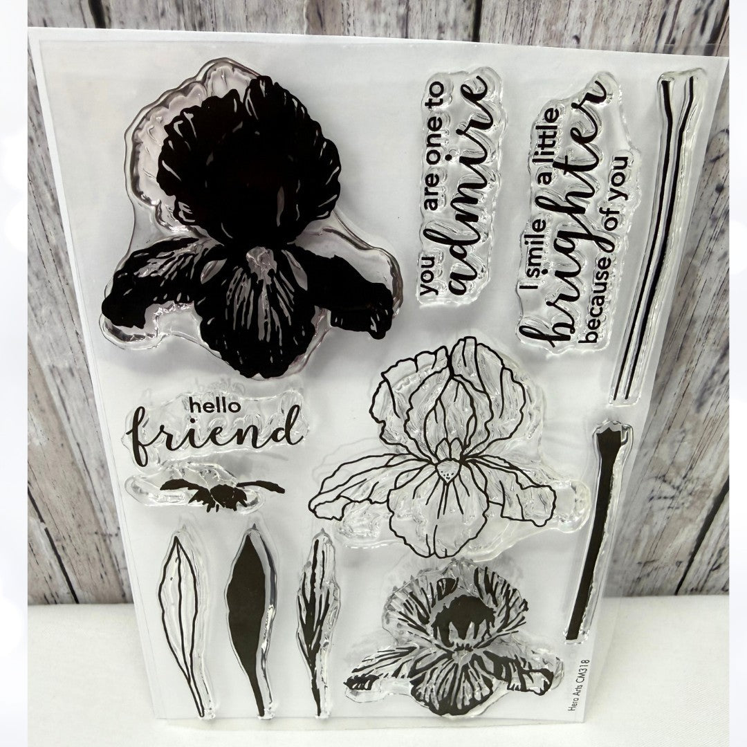 Hero Arts MARIGOLDS Iris Hydrangea Floral Flowers Rubber Stamps