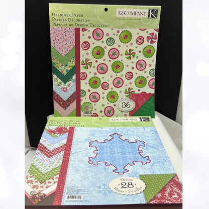 K & Company SECRET SANTA Let It Snow Christmas 12x12 Cardstock Paper Packs Lot 