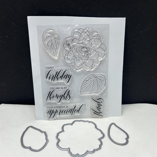 Altenew WISPY BEGONIA Flowers Floral Greetings Rubber Stamps Dies