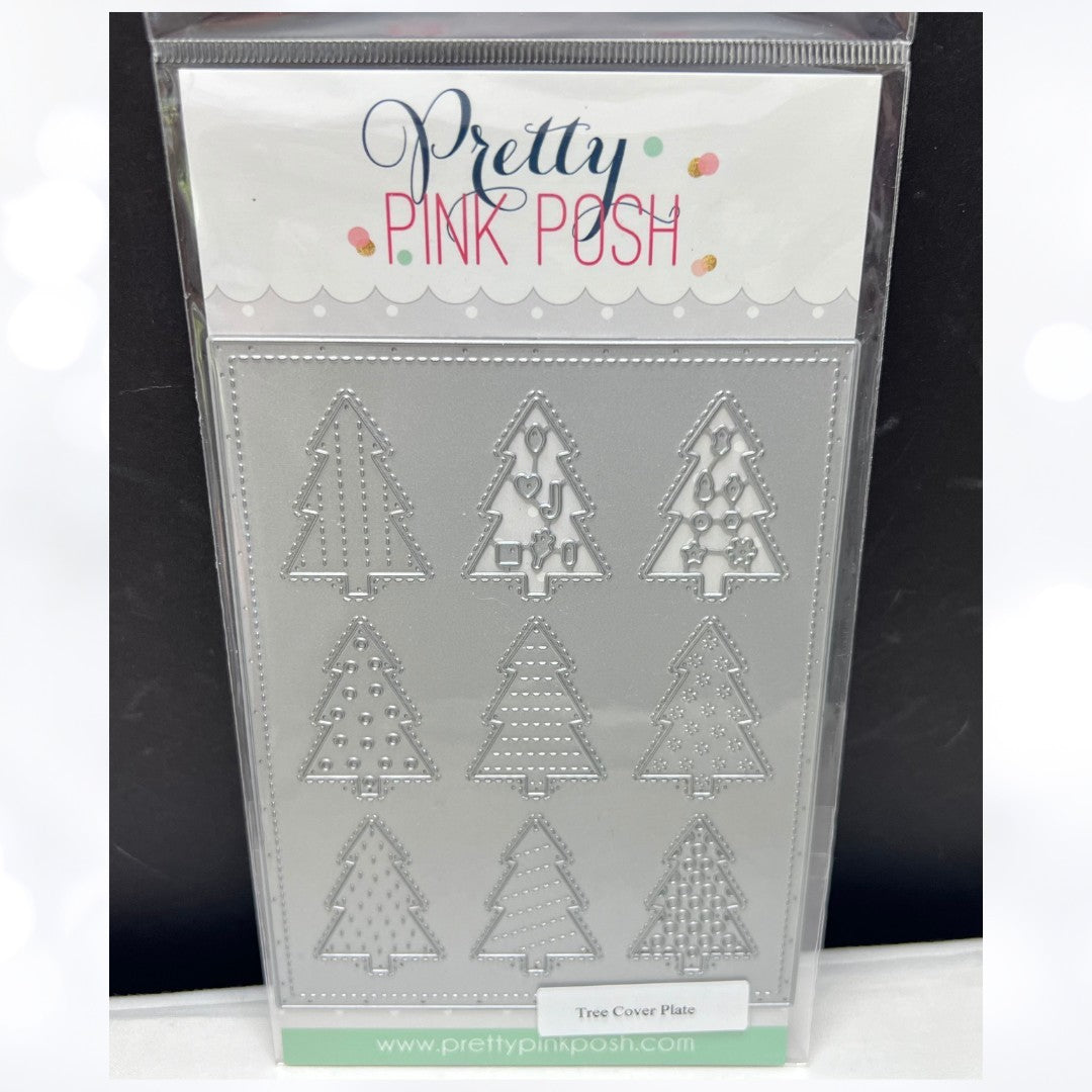 Pretty Pink Posh TREE COVER PLATE Christmas Trees Background Die
