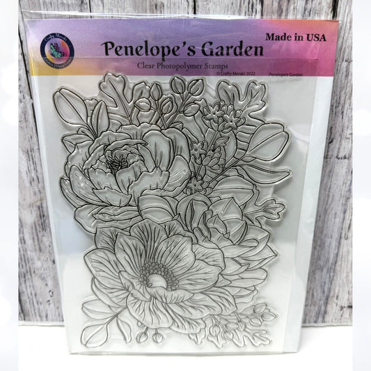 Crafty Meraki PENELOPE'S GARDEN Flowers Fall Autumn Background Rubber Stamp