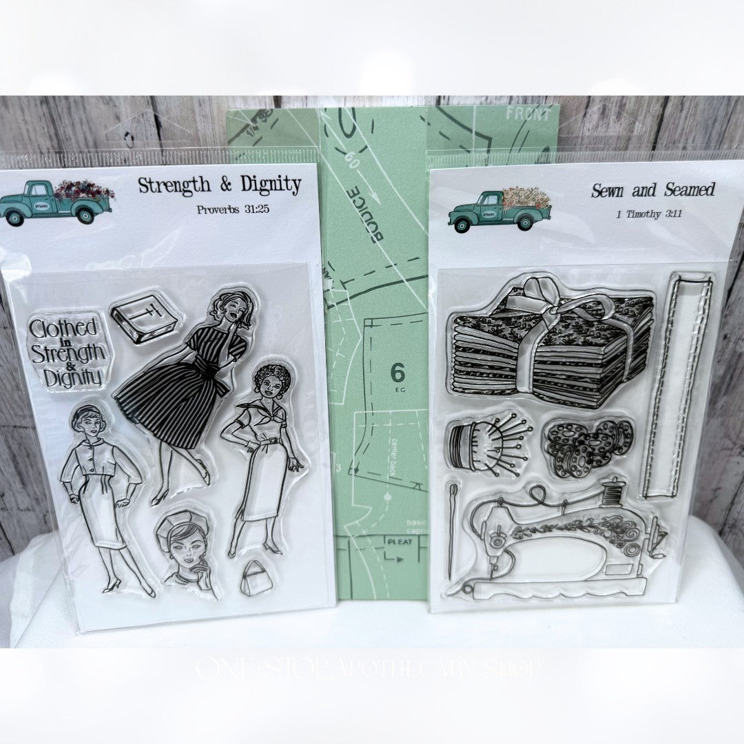 By the Well 4 God SEW & SEAMED Sewing Bible Journaling Rubber Stamps Journal Set