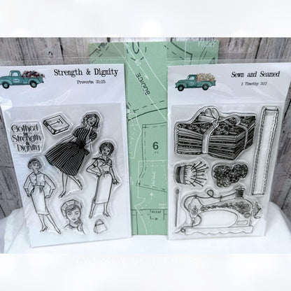By the Well 4 God SEW & SEAMED Sewing Bible Journaling Rubber Stamps Journal Set