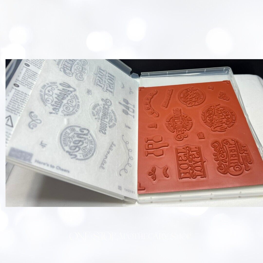 Stampin Up HERE'S TO CHEERS Christmas New Years Drinks Rubber Stamps