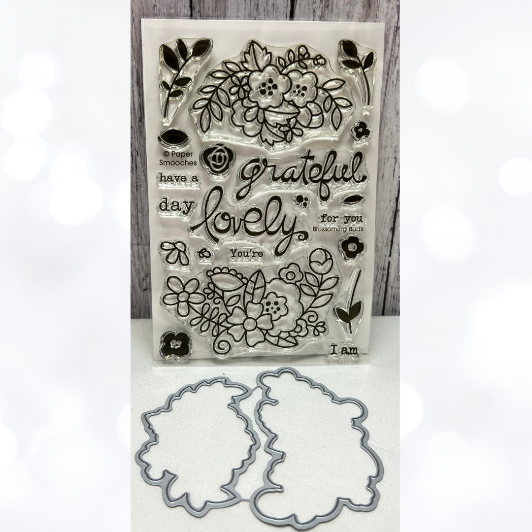 Paper Smooches BLOSSOMING BUDS Flowers Floral Rubber Stamps Dies
