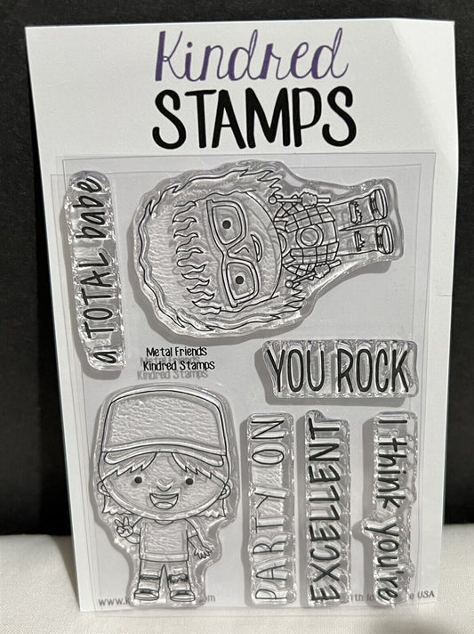 Kindred Stamps METAL FRIENDS Wayne's World Garth Clear Rubber Stamps Set