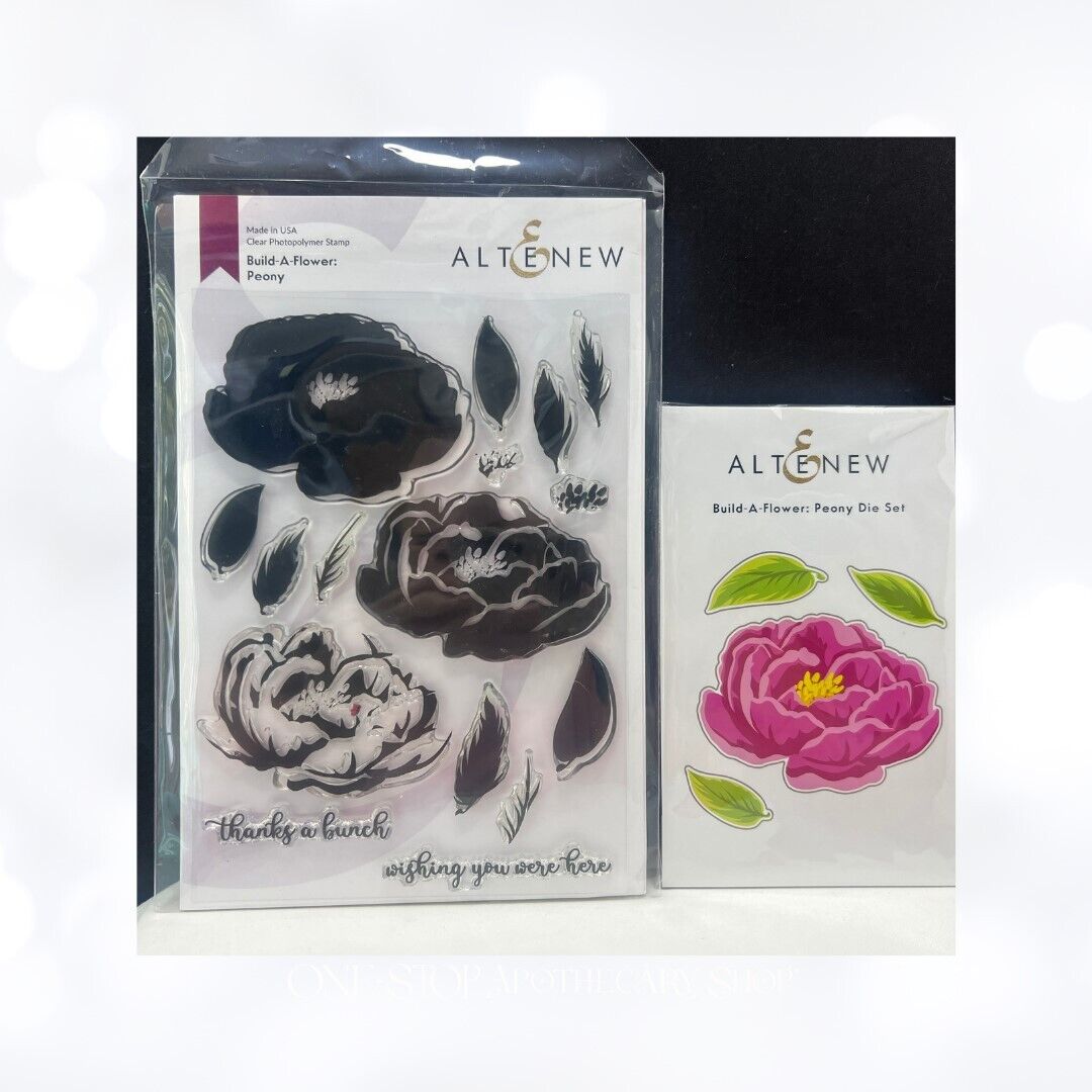 Altenew PEONY Build a Flower Floral Peonies 6x8 Rubber Stamps Dies