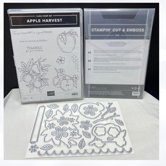 Stampin Up APPLE HARVEST Blossoms Fall Autumn Fruit Rubber Stamps Dies