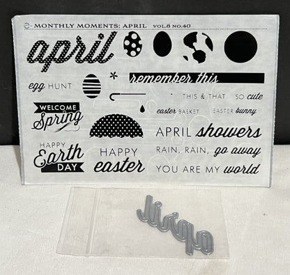 Papertrey Ink APRIL Monthly Moments Spring Planner Rubber Stamps Die Set