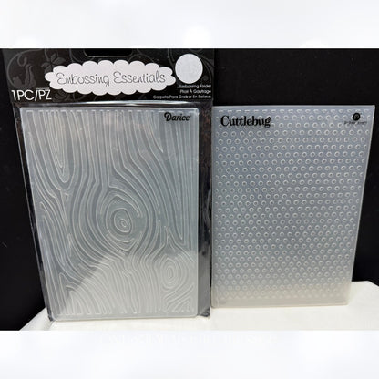 Cuttlebug Darice WOOD Dots Textures 5x7 Embossing Folders Lot of 4