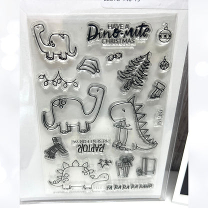 Ellen Hutson DINOMITE CHRISTMAS Dinos Dinosaur Rubber Stamps Dies