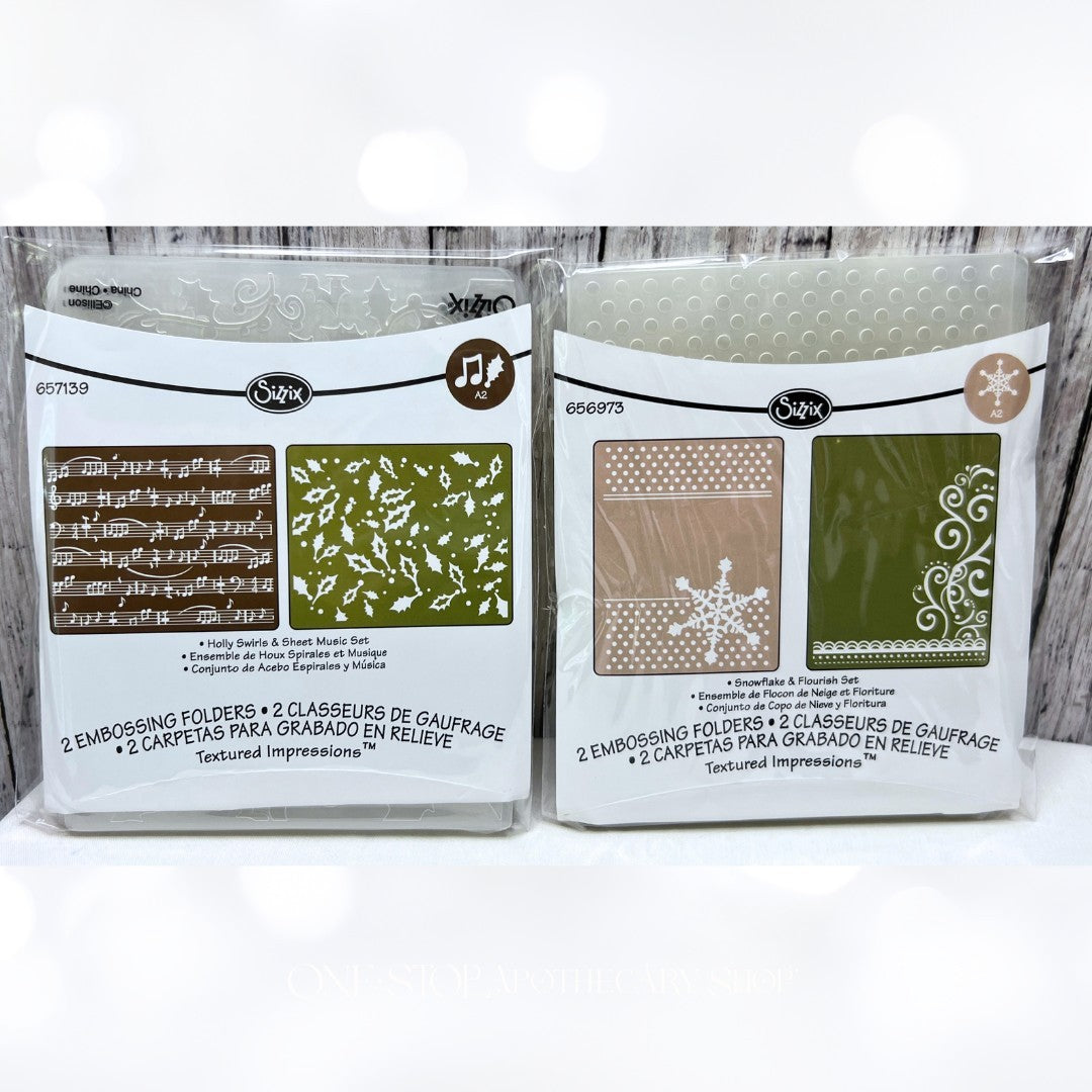 Sizzix SHEET MUSIC Holly Snowflake Christmas Embossing Folders